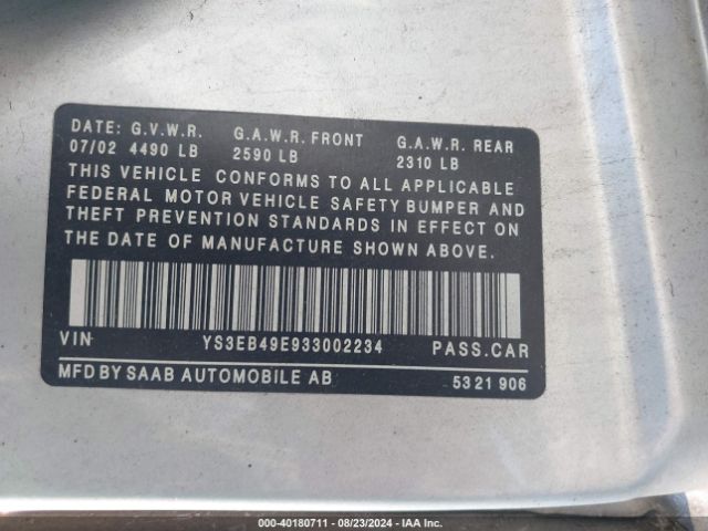 2003 SAAB 9-5 YS3EB49E933002234 Photo 8