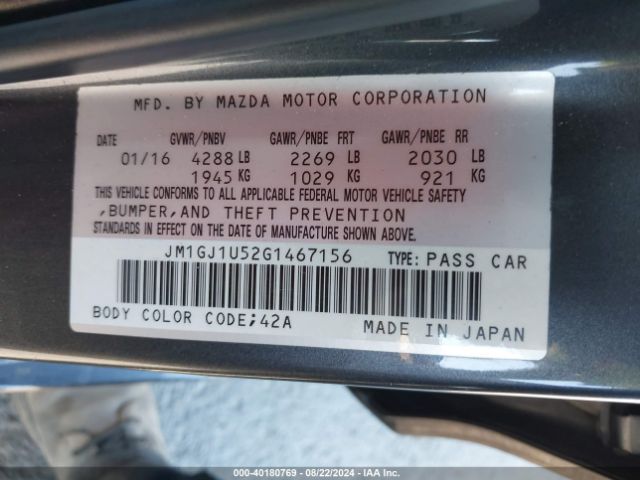 JM1GJ1U52G1467156 Mazda Mazda6 I Sport