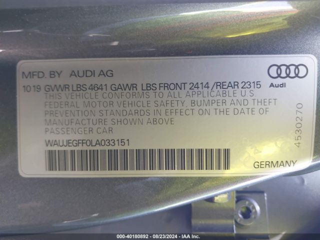 2020 AUDI A3 WAUJEGFF0LA033151 Photo 8
