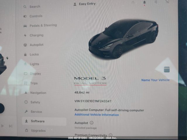 5YJ3E1EC1NF243347 Tesla Model 3 Performance Dual Motor All-wheel Drive