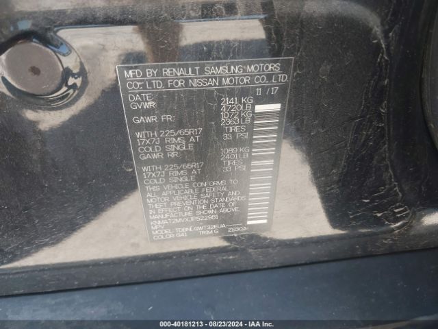 KNMAT2MVXJP522981 Nissan ROGUE SV