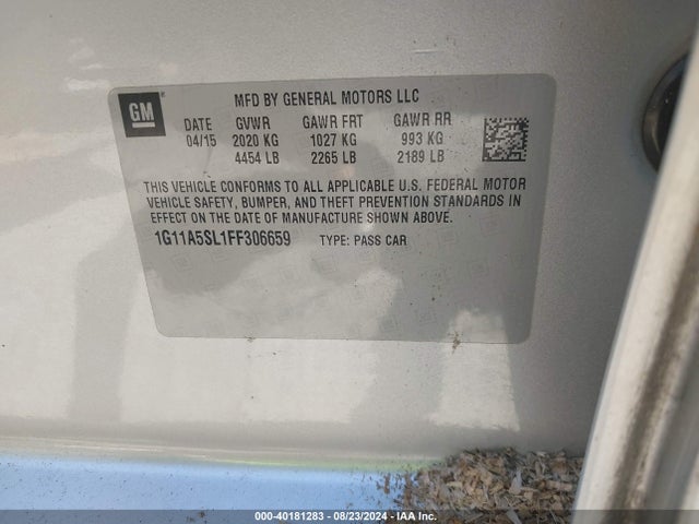 Chevrolet Malibu 1fl 2015 1G11A5SL1FF306659 Image 9