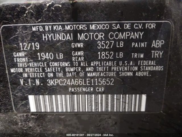 3KPC24A66LE115652 Hyundai ACCENT SE