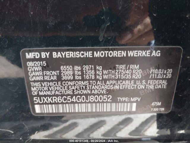 5UXKR6C54G0J80052 BMW X5 Xdrive50i