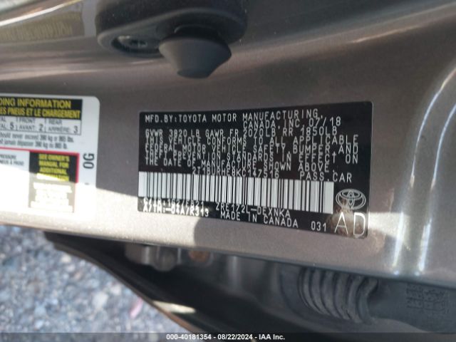 2T1BURHE8KC147516 Toyota COROLLA LE