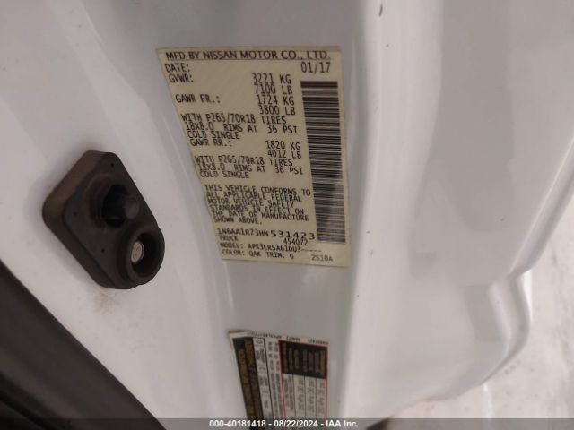 1N6AA1R73HN531423 Nissan TITAN S