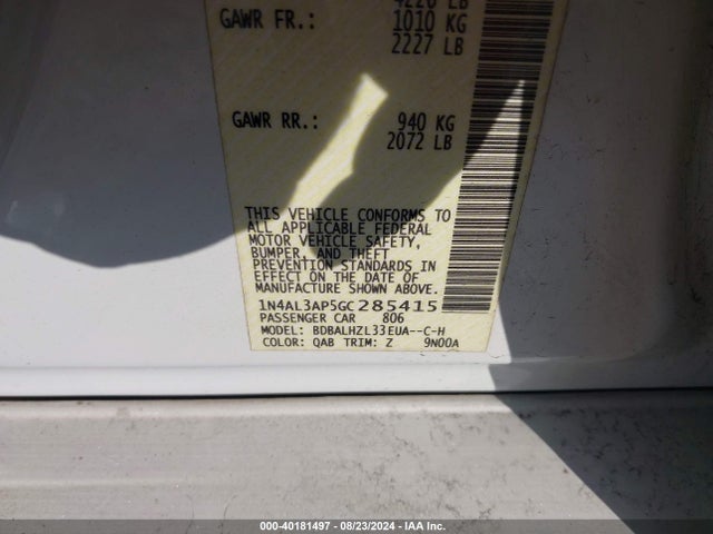 Nissan Altima 2.5 Sr 2016 1N4AL3AP5GC285415 Image 9