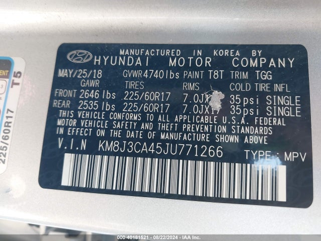 Hyundai TUCSON SEL 2018 KM8J3CA45JU771266 Image 9