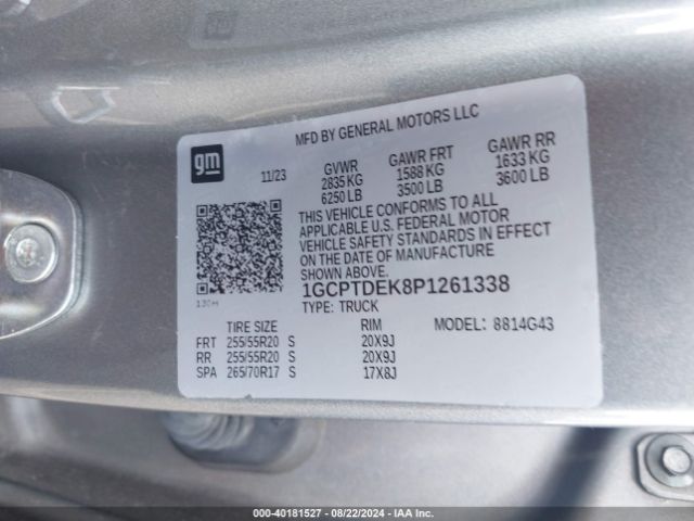 1GCPTDEK8P1261338 Chevrolet Colorado 4wd  Short Box Z71