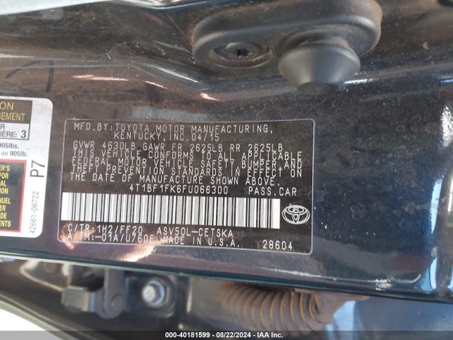 Toyota CAMRY SE 2015 4T1BF1FK6FU066300 Image 9