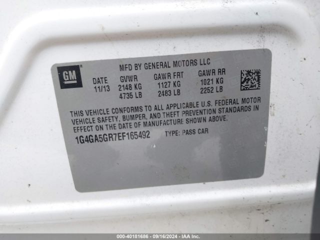 1G4GA5GR7EF165492 Buick Lacrosse