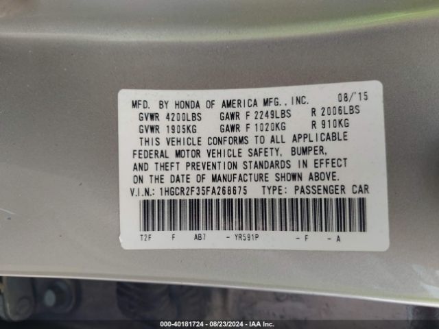 1HGCR2F35FA268675 Honda ACCORD LX