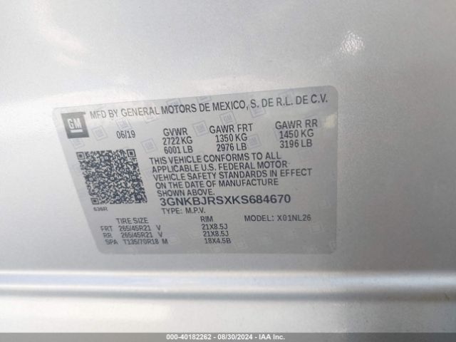 3GNKBJRSXKS684670 Chevrolet BLAZER RS