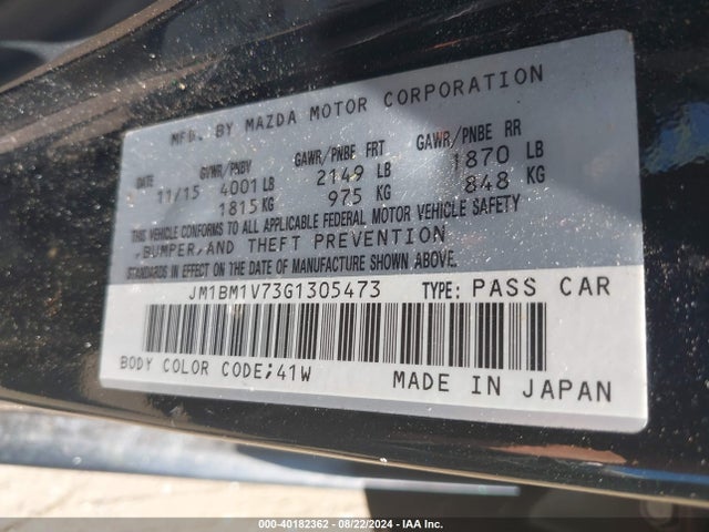 JM1BM1V73G1305473 Mazda Mazda3 I Touring