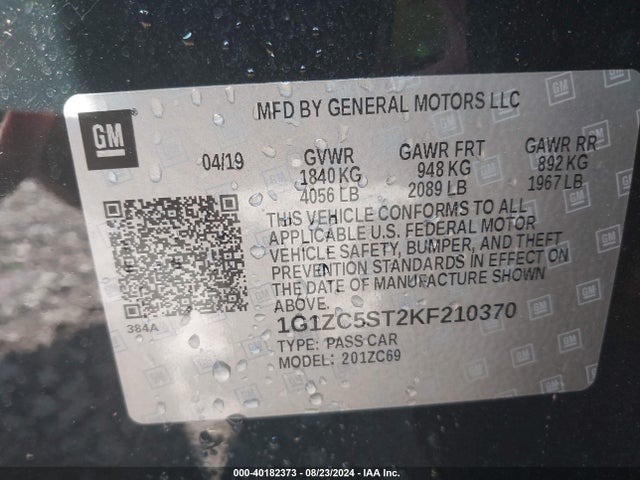 Chevrolet Malibu 1fl 2019 1G1ZC5ST2KF210370 Image 9