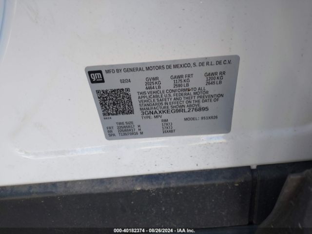 3GNAXKEG9RL276895 Chevrolet Equinox Fwd Lt