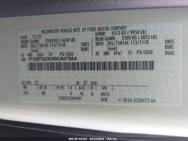 Ford Transit-350 Cab 2024 1FDBF6Z83RKA07864 Image 9