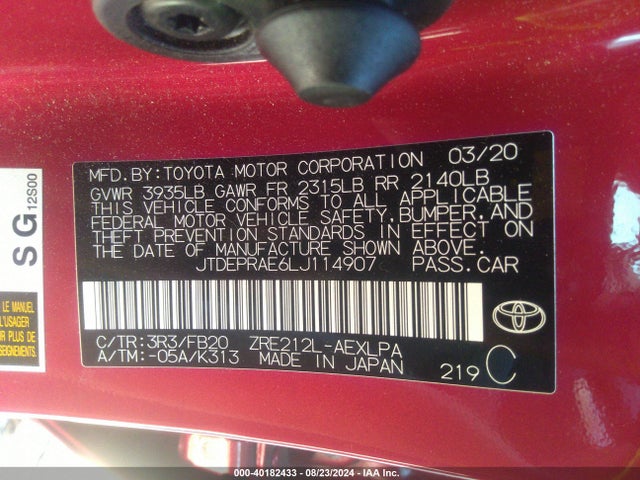 Toyota COROLLA LE 2020 JTDEPRAE6LJ114907 Image 9