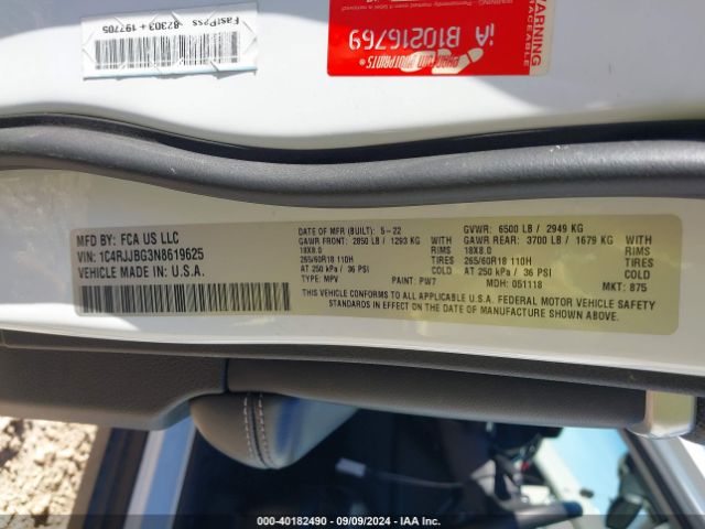 1C4RJJBG3N8619625 Jeep Grand Cherokee L Limited 4x2