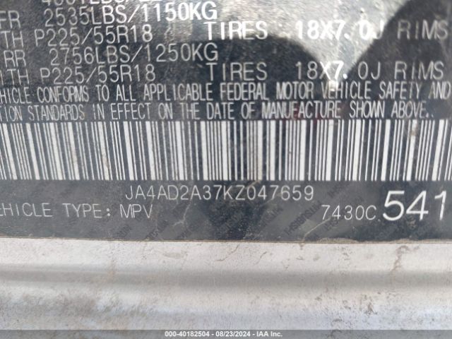 JA4AD2A37KZ047659 Mitsubishi Outlander Es