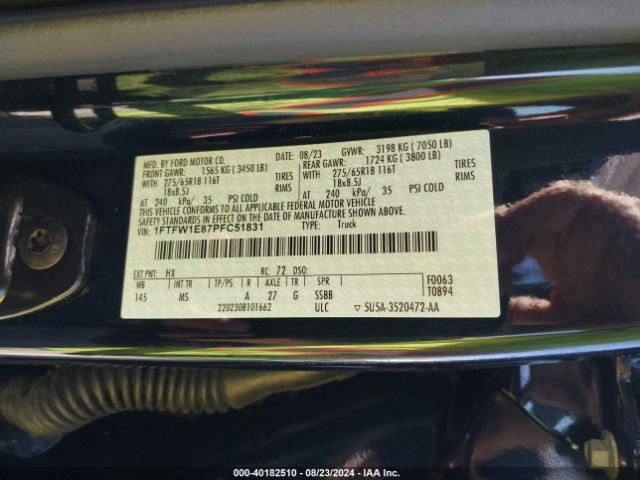 1FTFW1E87PFC51831 Ford F-150 Xlt