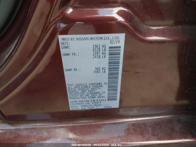1N4BL4DV1RN383501 Nissan Altima Sv Fwd