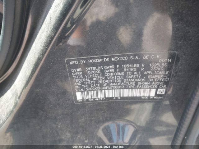 3HGGK5H89FM706813 Honda Fit Ex/ex-l