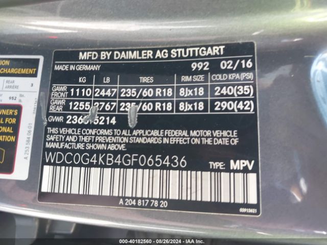 WDC0G4KB4GF065436 Mercedes-Benz Glc 300 4matic