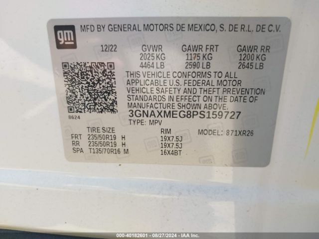 3GNAXMEG8PS159727 Chevrolet Equinox Fwd Rs