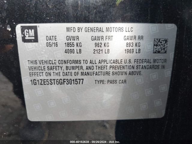 1G1ZE5ST6GF301577 Chevrolet MALIBU 1LT