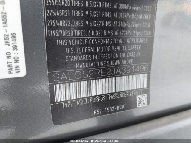 SALGS2RE2JA391496 Land Rover Range Rover 5.0l V8 Supercharged