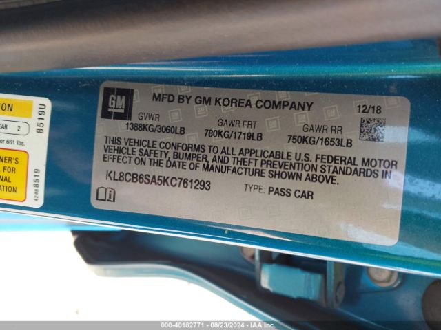 KL8CB6SA5KC761293 Chevrolet Spark Ls Cvt