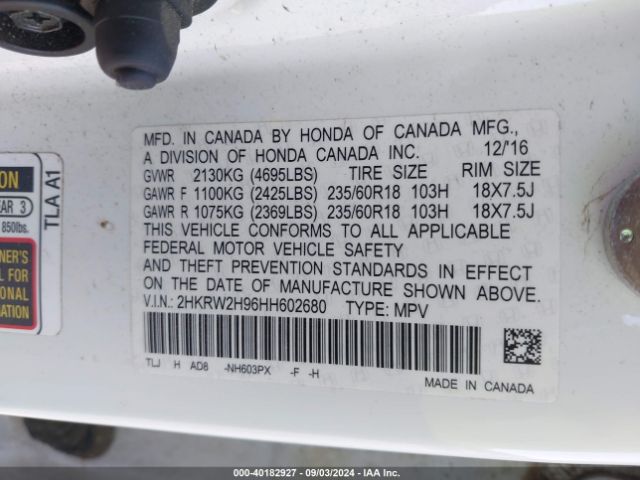 2HKRW2H96HH602680 Honda Cr-v Touring