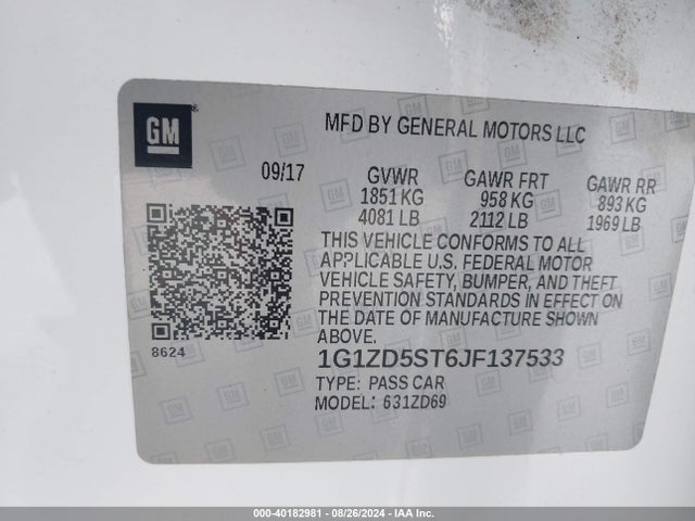 Chevrolet MALIBU LT 2018 1G1ZD5ST6JF137533 Image 9