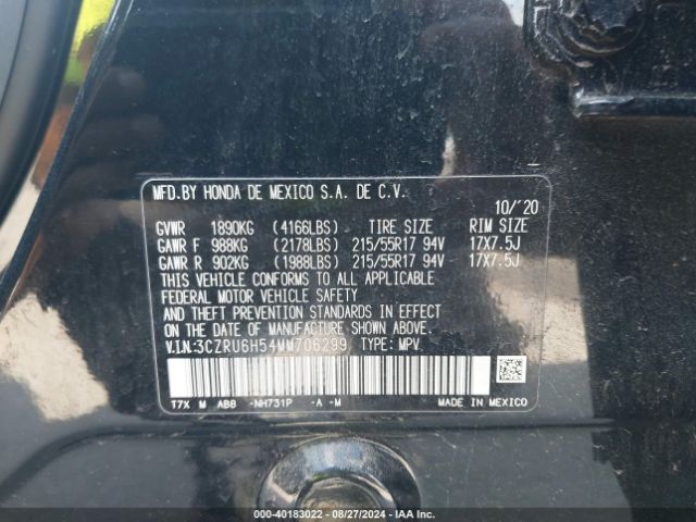 3CZRU6H54MM706299 Honda Hr-v Awd Ex