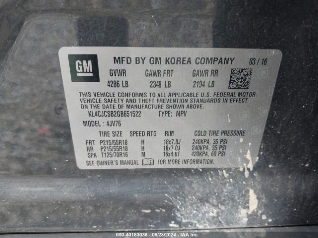 KL4CJCSB2GB651522 Buick Encore Leather