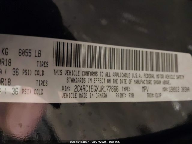 2C4RC1EGXJR177866 Chrysler Pacifica Touring L Plus
