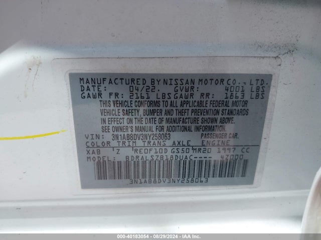 Nissan Sentra Sr Xtronic Cvt 2022 3N1AB8DV3NY258063 Image 9