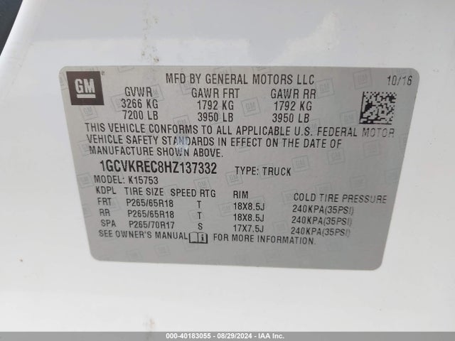 Chevrolet Silverado 1500 2lt 2017 1GCVKREC8HZ137332 Image 9