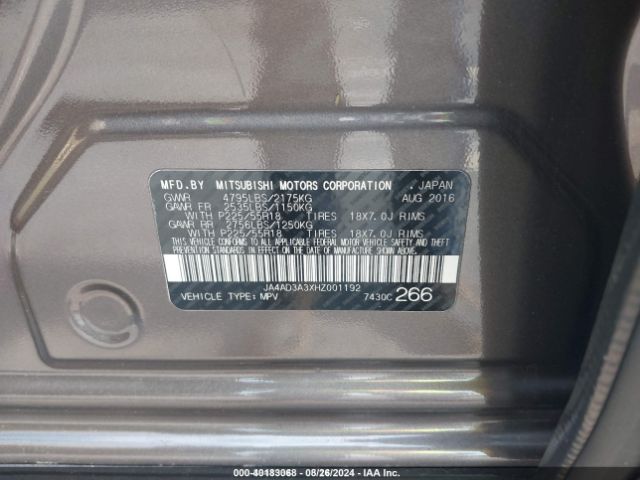 JA4AD3A3XHZ001192 Mitsubishi Outlander Se