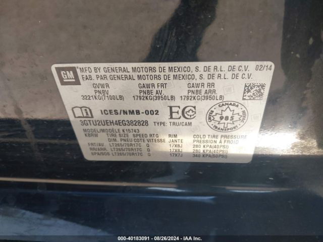 3GTU2UEH4EG382828 GMC Sierra 1500 Sle