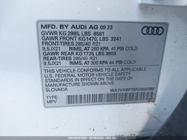 WA1VXBF76RD003390 Audi Q7 Prestige 55 Tfsi Quattro Tiptronic