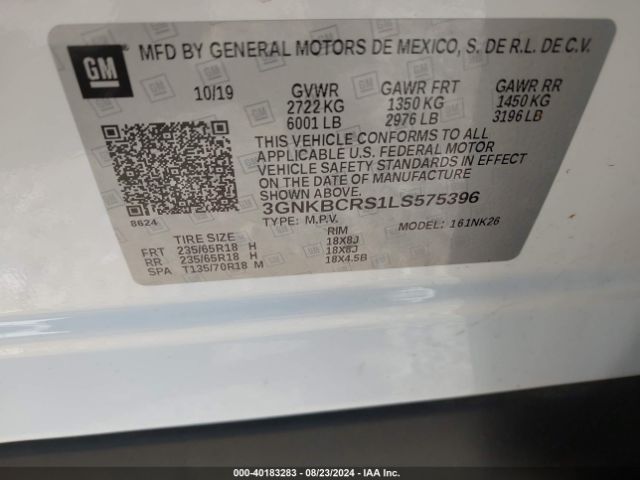 3GNKBCRS1LS575396 Chevrolet Blazer Fwd 2lt