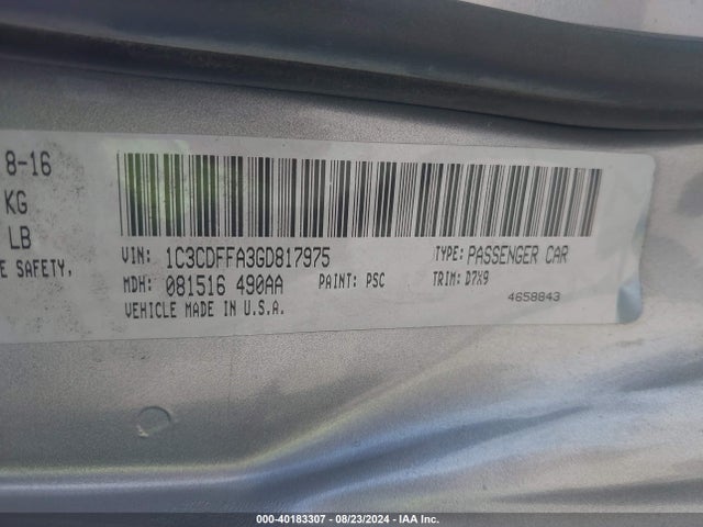 1C3CDFFA3GD817975 Dodge Dart Sxt Sport