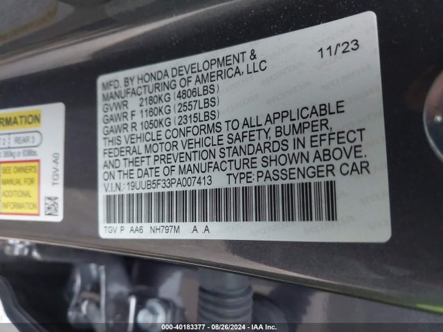 19UUB5F33PA007413 Acura Tlx Standard