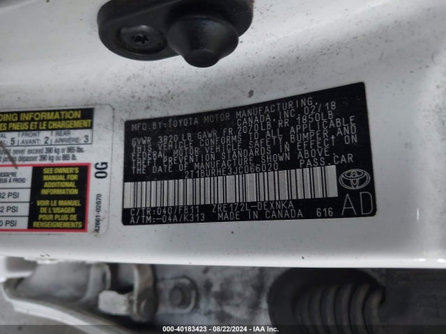 Toyota COROLLA LE 2018 2T1BURHE3JC066020 Image 9