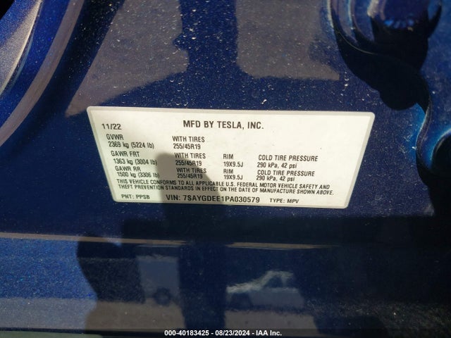 2023 TESLA MODEL Y 7SAYGDEE1PA030579 Photo 8
