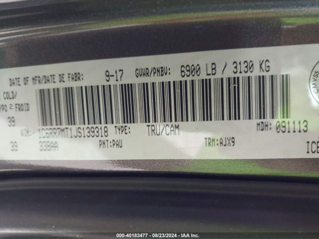 1C6RR7MT1JS139318 RAM 1500 Sport