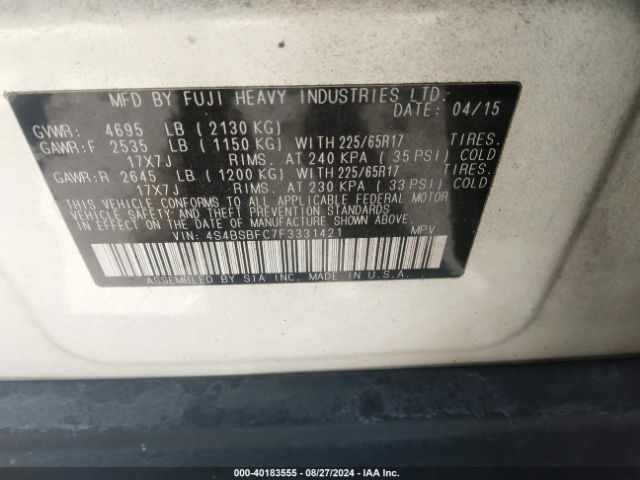 4S4BSBFC7F3331421 Subaru Outback 2.5i Premium
