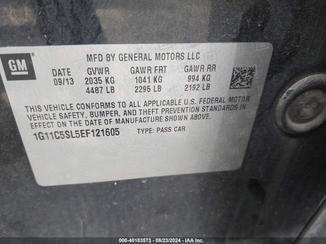 Chevrolet MALIBU 1LT 2014 1G11C5SL5EF121605 Image 9